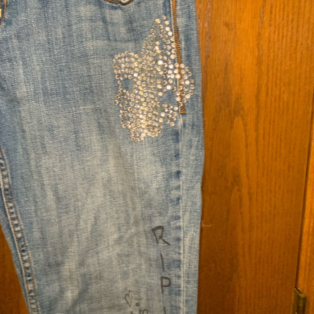 Z. Cavaricci Women’s Size 11 Embellished Graffiti Jeans Vintage Y2K - Picture 2 of 15